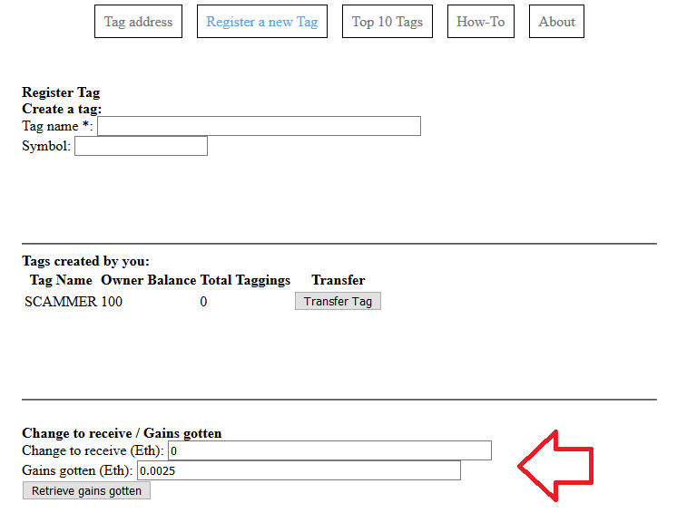 Go into "Register a new tag" tab