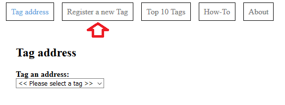 Go into "Register a new tag" tab