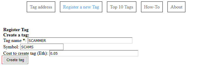 Press "Create tag" button