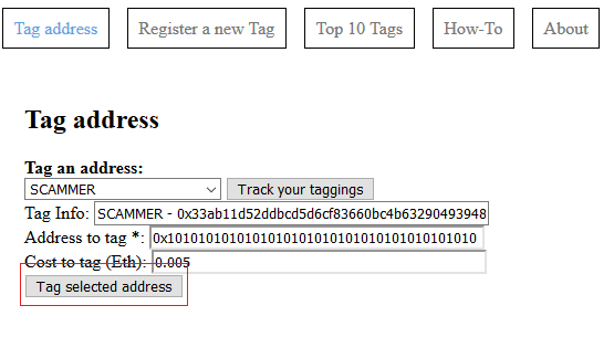 Press "Tag selected address" button