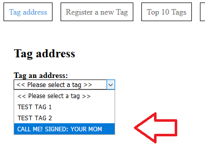 Select created tag